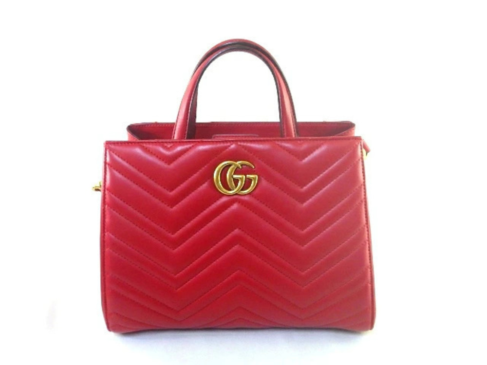 Gucci Handbag Leather GG Marmont Red